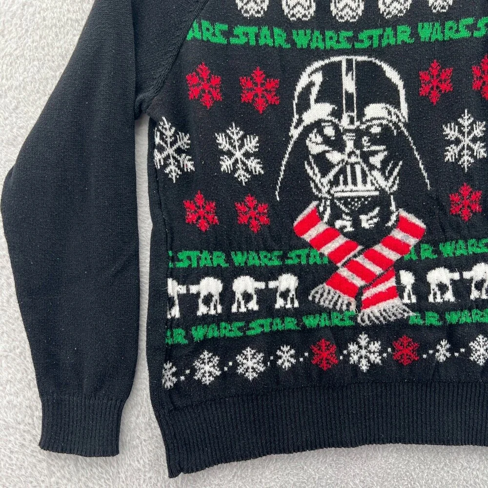 Star Wars Medium Womens Black Top Ugly Sweater Long Sleeve Pullover Darth‎ Vader - Picture 2 of 14